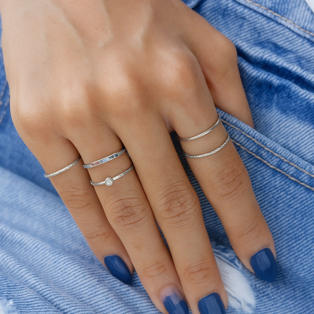 Sparkle Skinny Ring Sølv