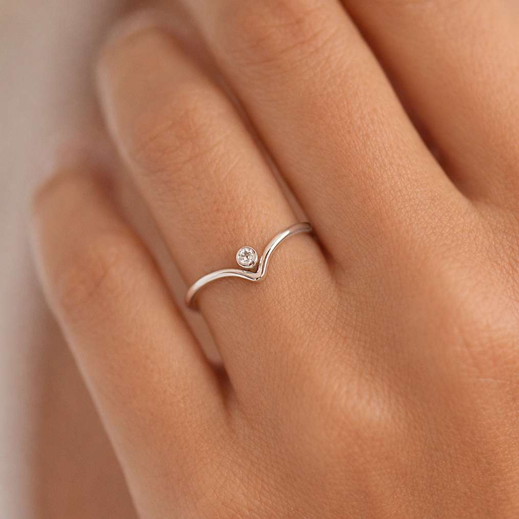 Sparkle Chevron Ring Silver