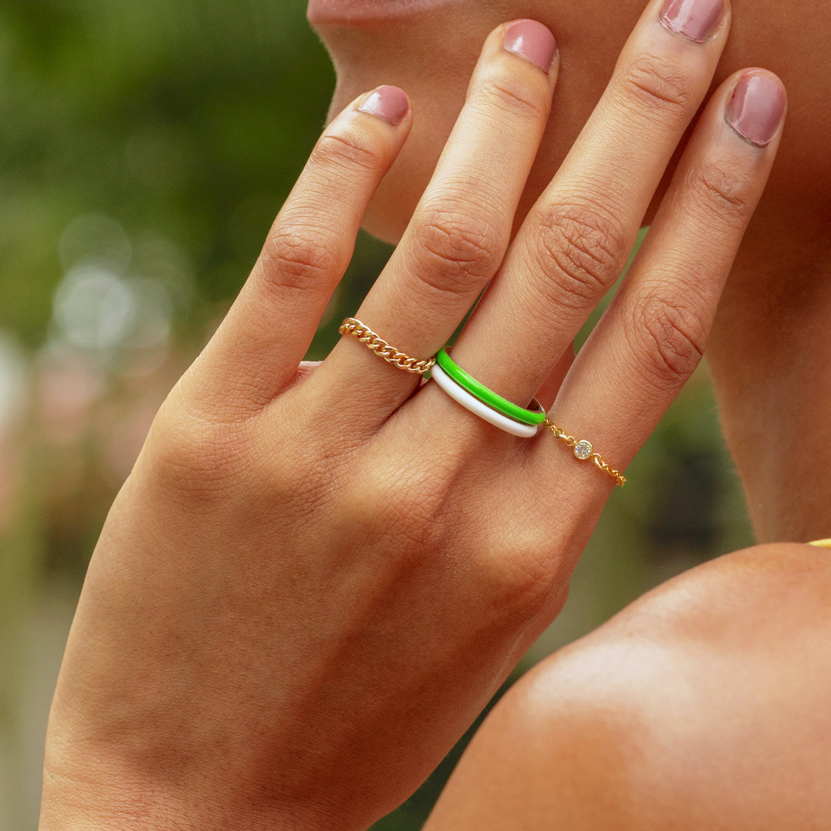 Mini -Kette klarer Lünette Ring