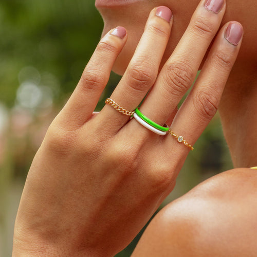 Mini -Kette klarer Lünette Ring