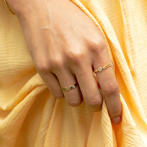 Cincin Bezel Jernih Rantai Pembatas