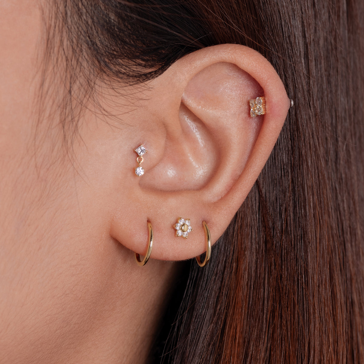14K Massivgold Kleiner Clicker-Hoop 9mm