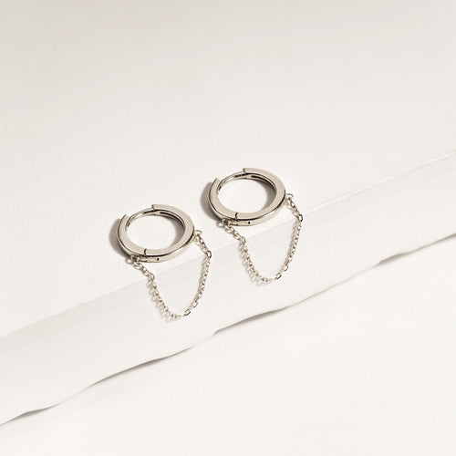 Boucles d'oreilles huggie en or blanc solide 14K