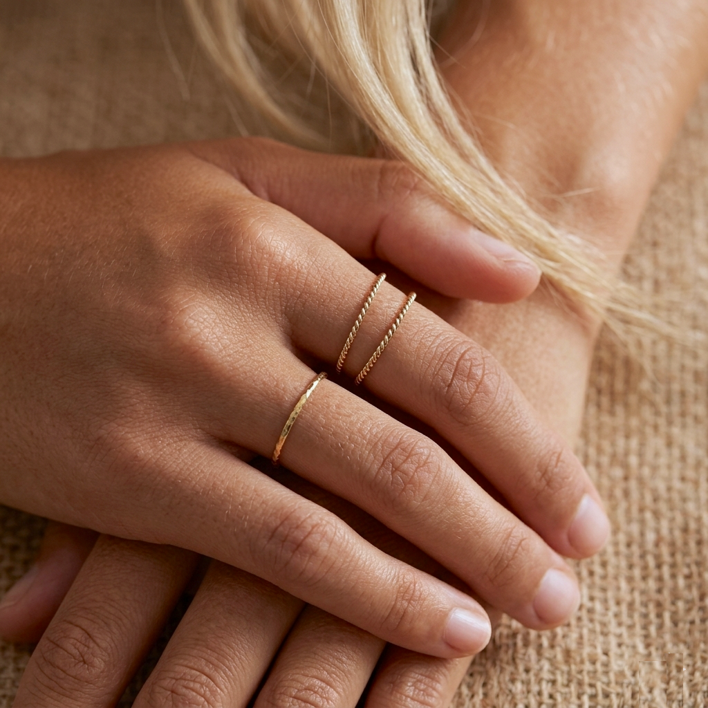 Cincin Twist Tipis Emas