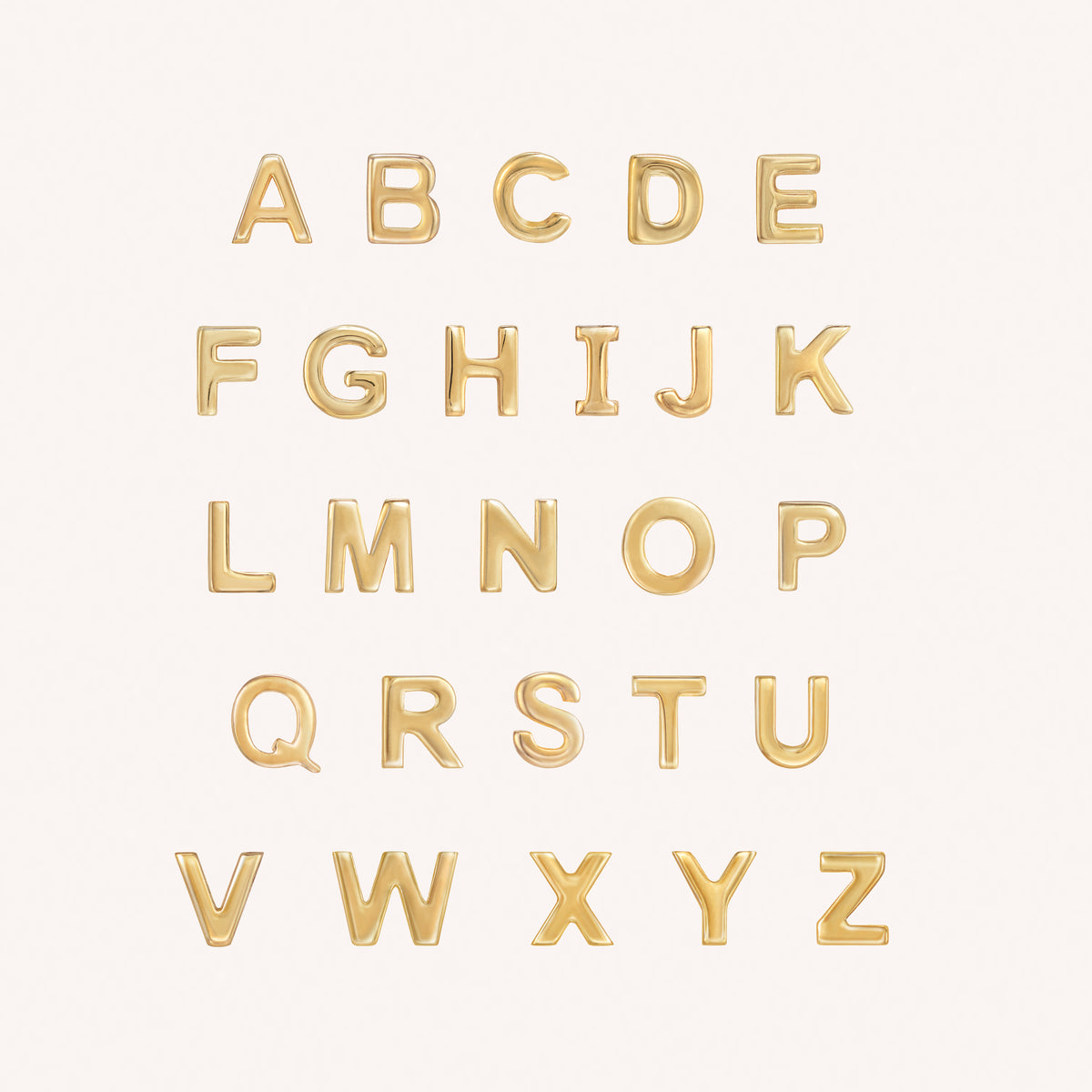 14K Massief Gouden Mini Alfabet Platte Oorbel