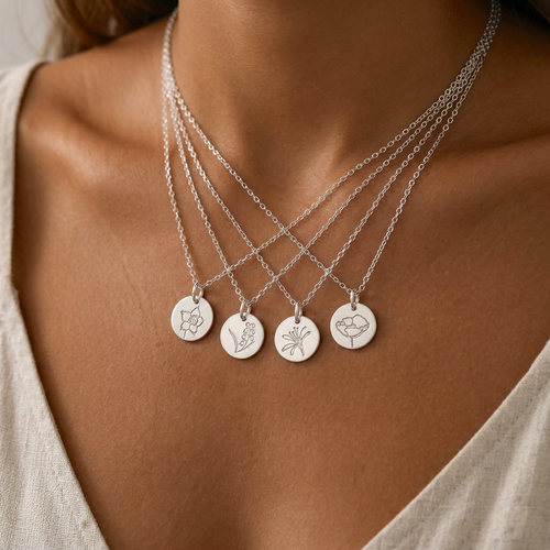 Personalized Mini Birth Flower Necklace