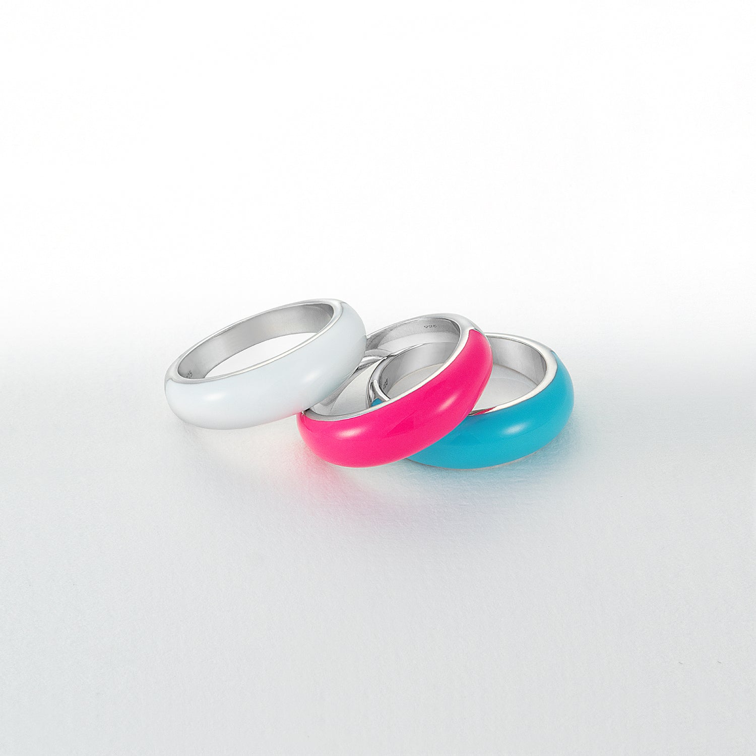 Cincin Kubah Enamel Putih Mutiara