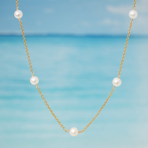 Collar de cadena de cable con perla de agua dulce