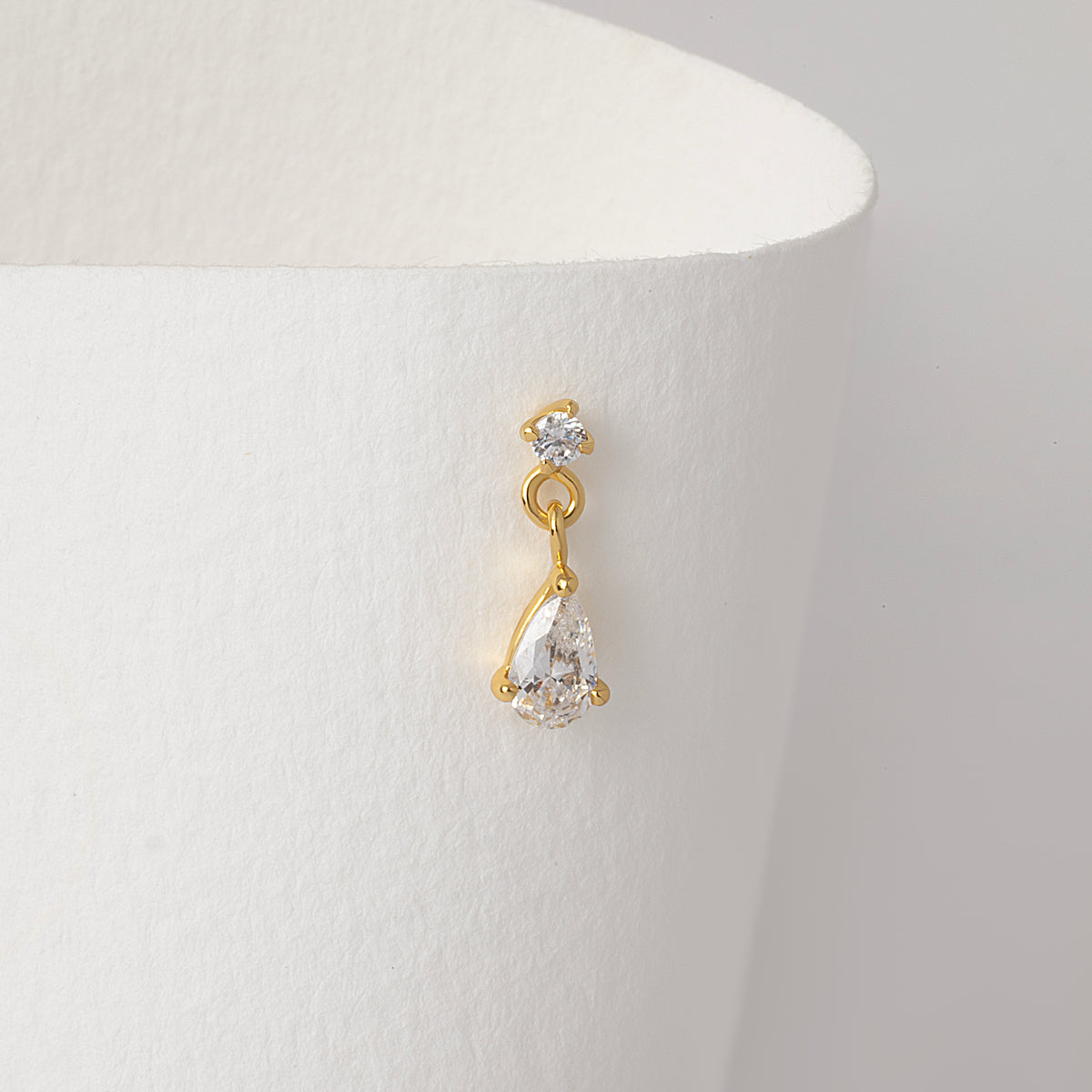 Dangle CZ Pear Flatback Earring