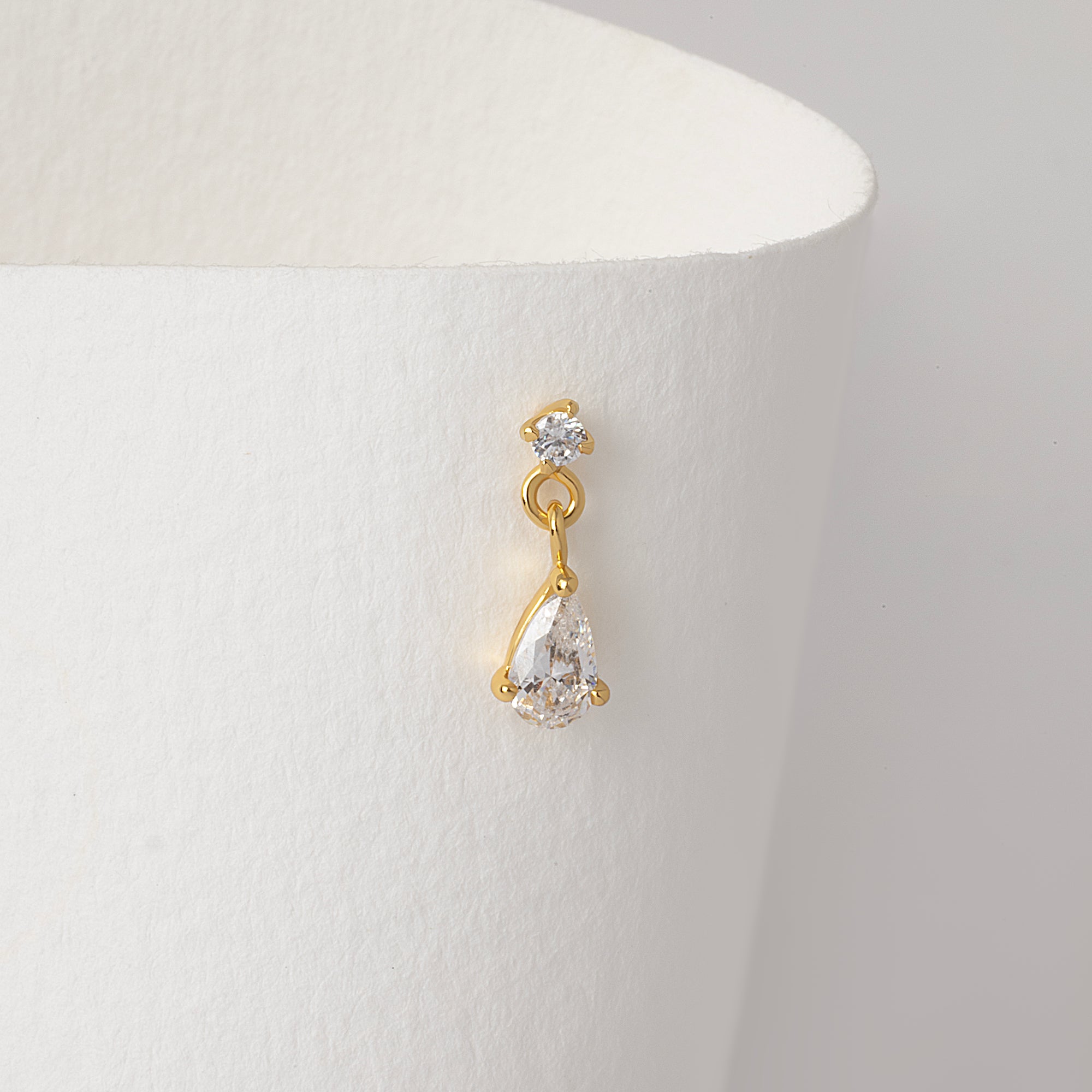 Dangle CZ Pear Flatback Earring