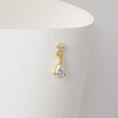 Dangle CZ Pear Flatback Earring