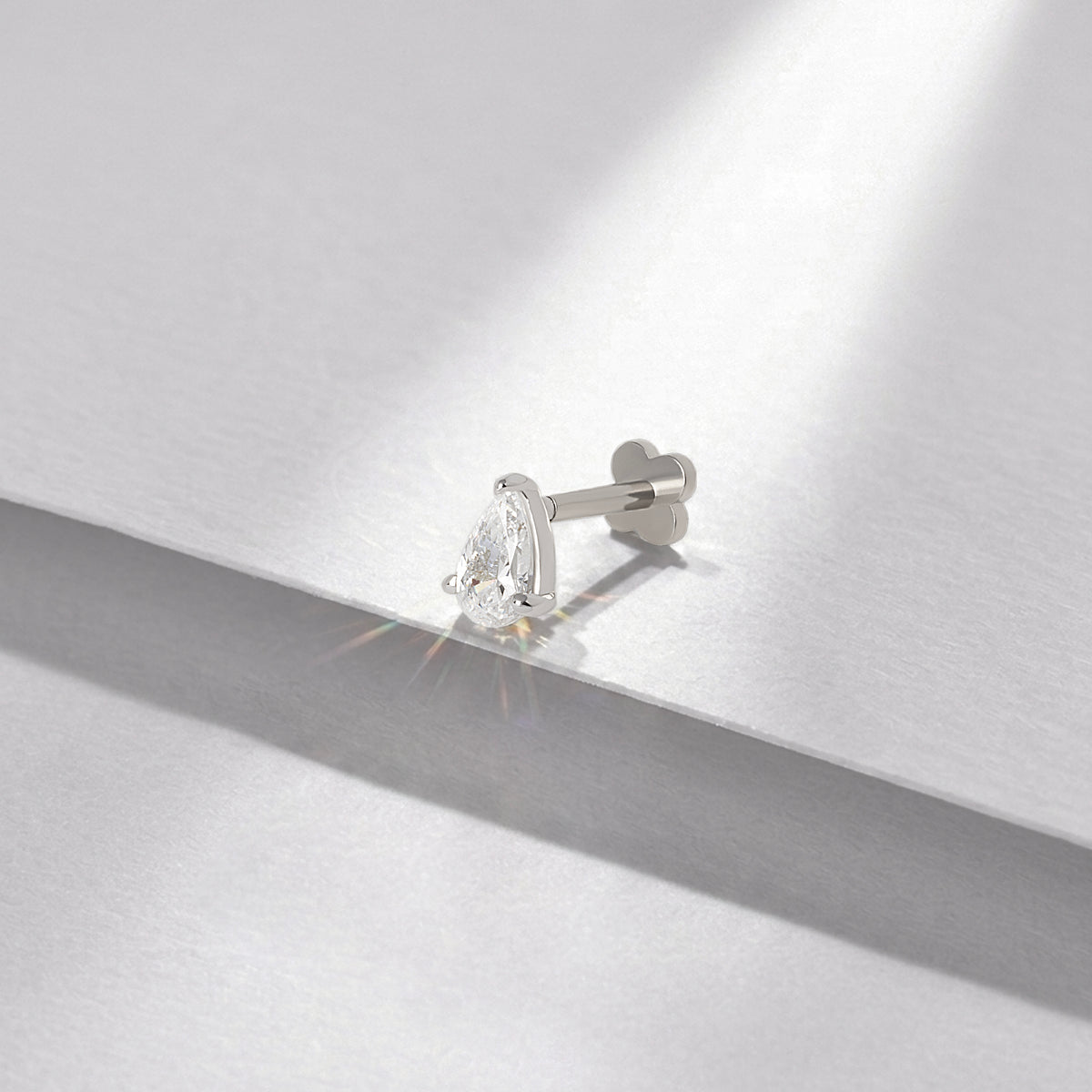 Minimal CZ Pear Flatback Earring