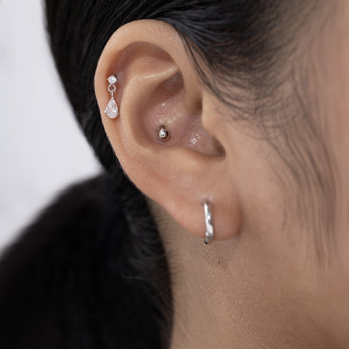 Dangle CZ Pear Flatback Earring