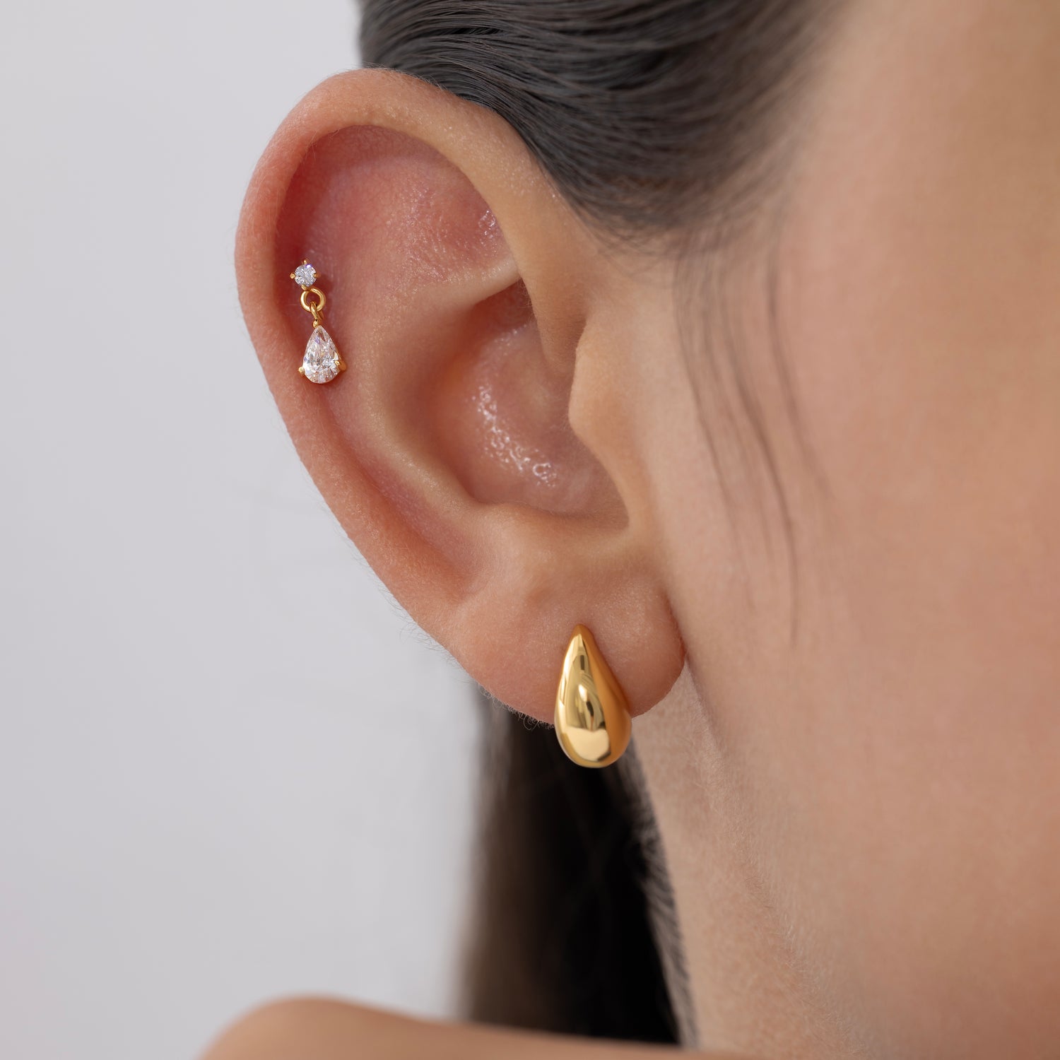 Dangle CZ Pear Flatback Earring
