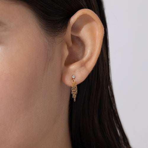Sparkly Tassel Chain Stud Earrings