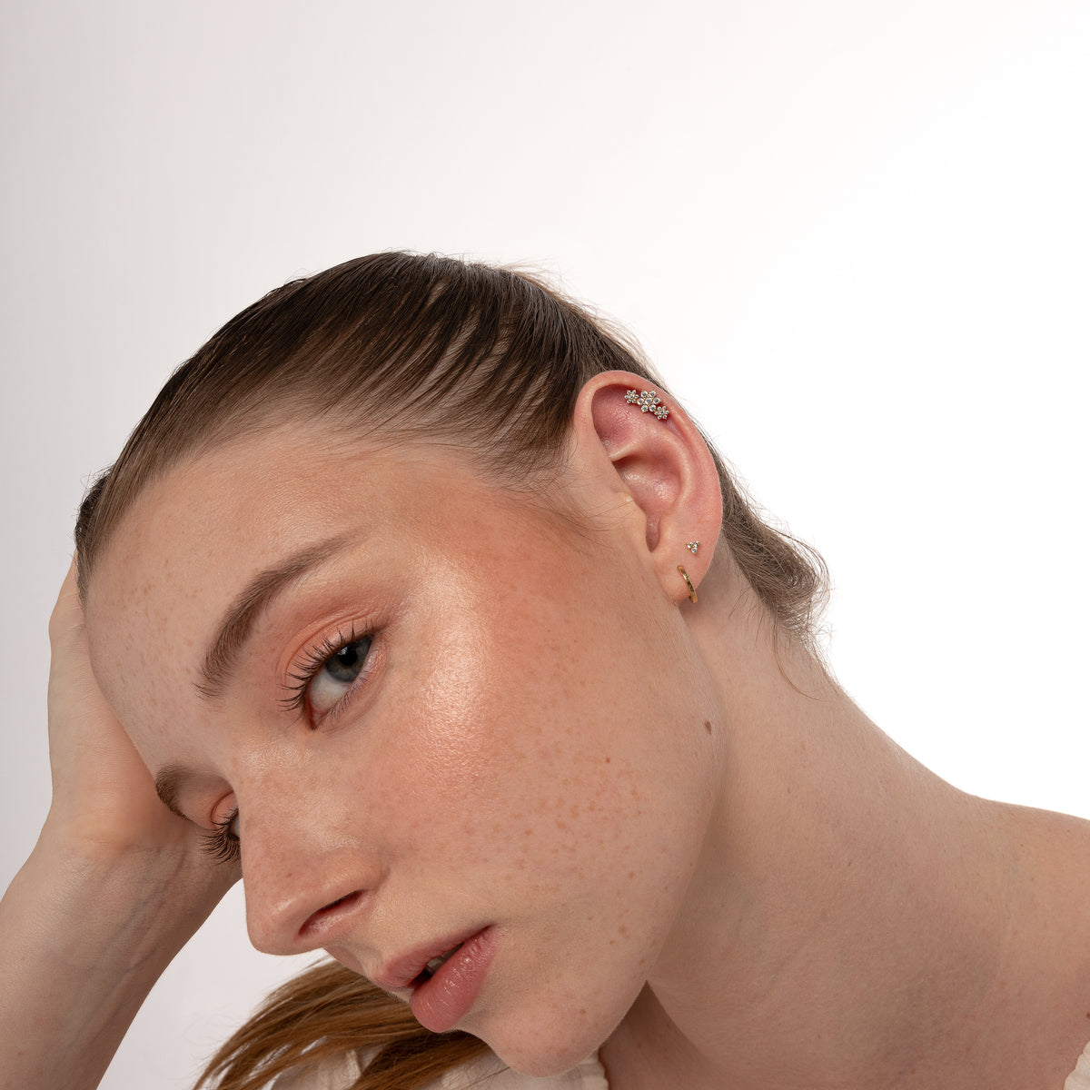 14K Solid Gold Trinity Jewel Labret fileté