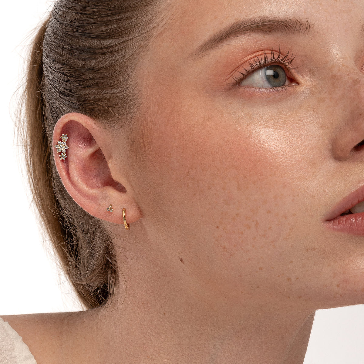 14K Solid Gold Trinity Jewel Labret fileté