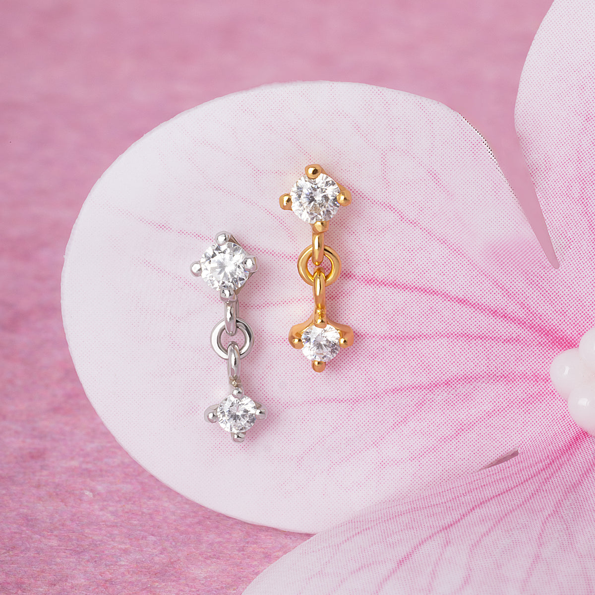 Sparkly Dangle CZ Flatback Earring