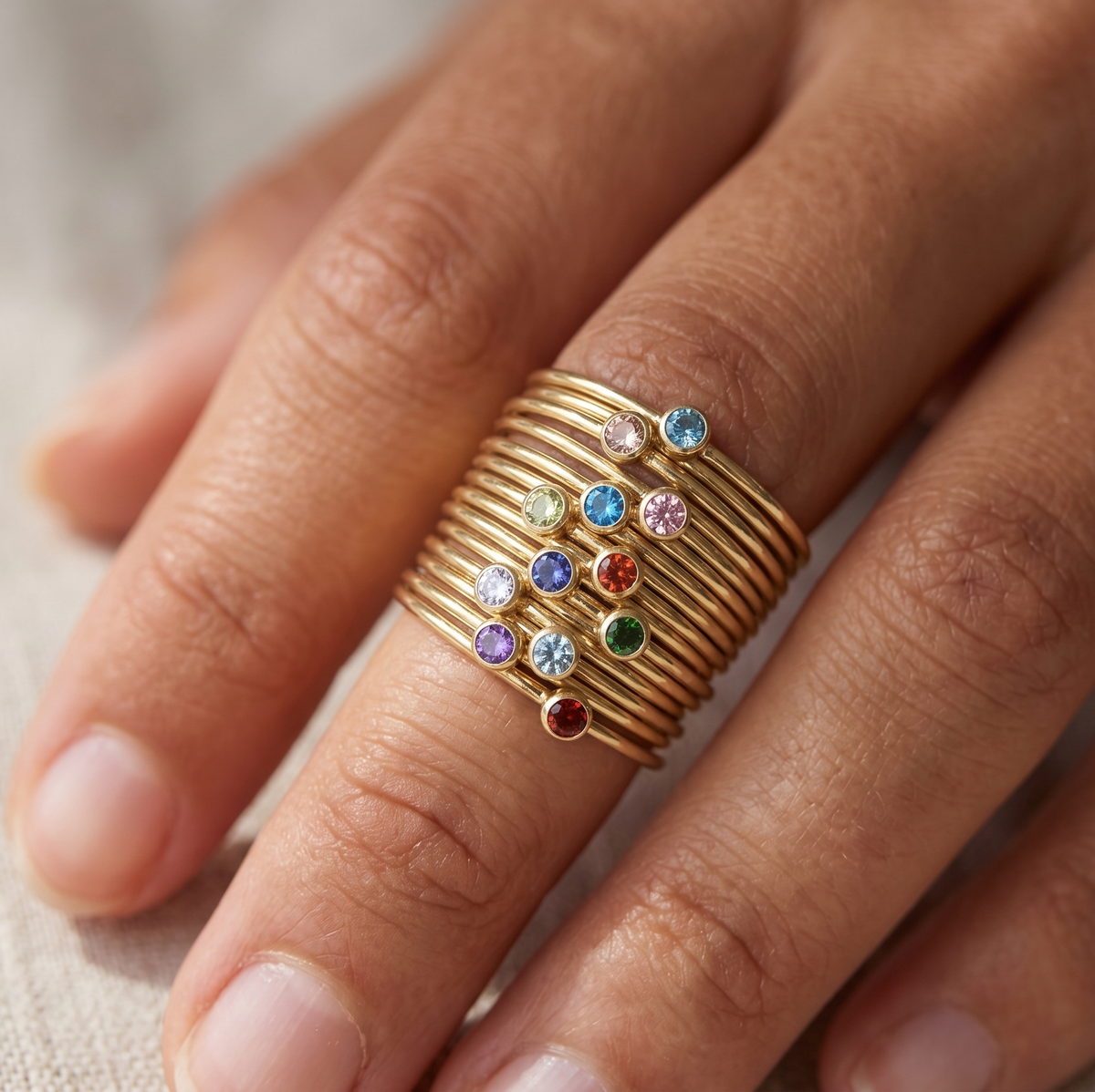 Mini Blå Aqua Ramme Ring