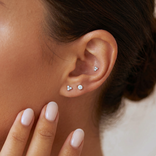 14K Massivt Guld Trinity Jewel Skruet Labret Ørering
