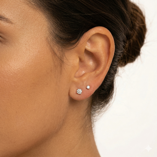 14K Massivt Guld Mini Diamantörhängen
