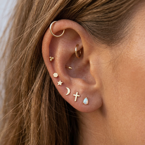 14K Massivgold Kleiner Clicker-Hoop 8mm