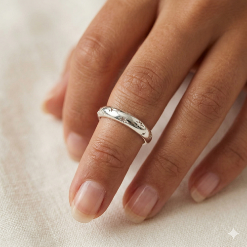 Starburst Koepel Ring Zilver
