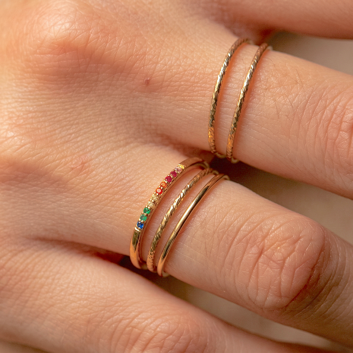 Sparkle Skinny Ring Goud