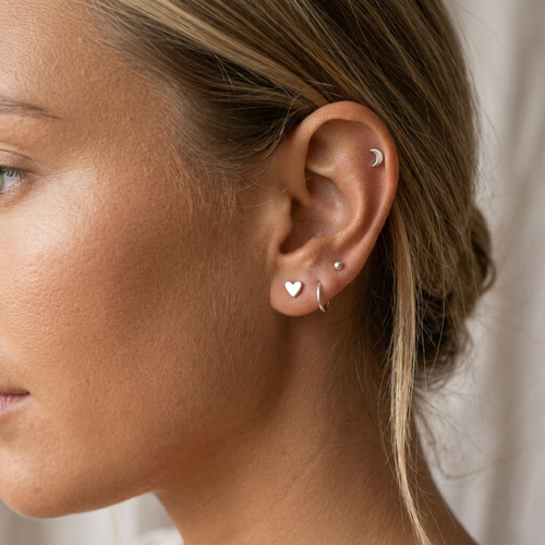 14K massivt guld mini klik-ørering 7mm