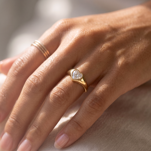 Sparkle Heart Dome Gouden Ring