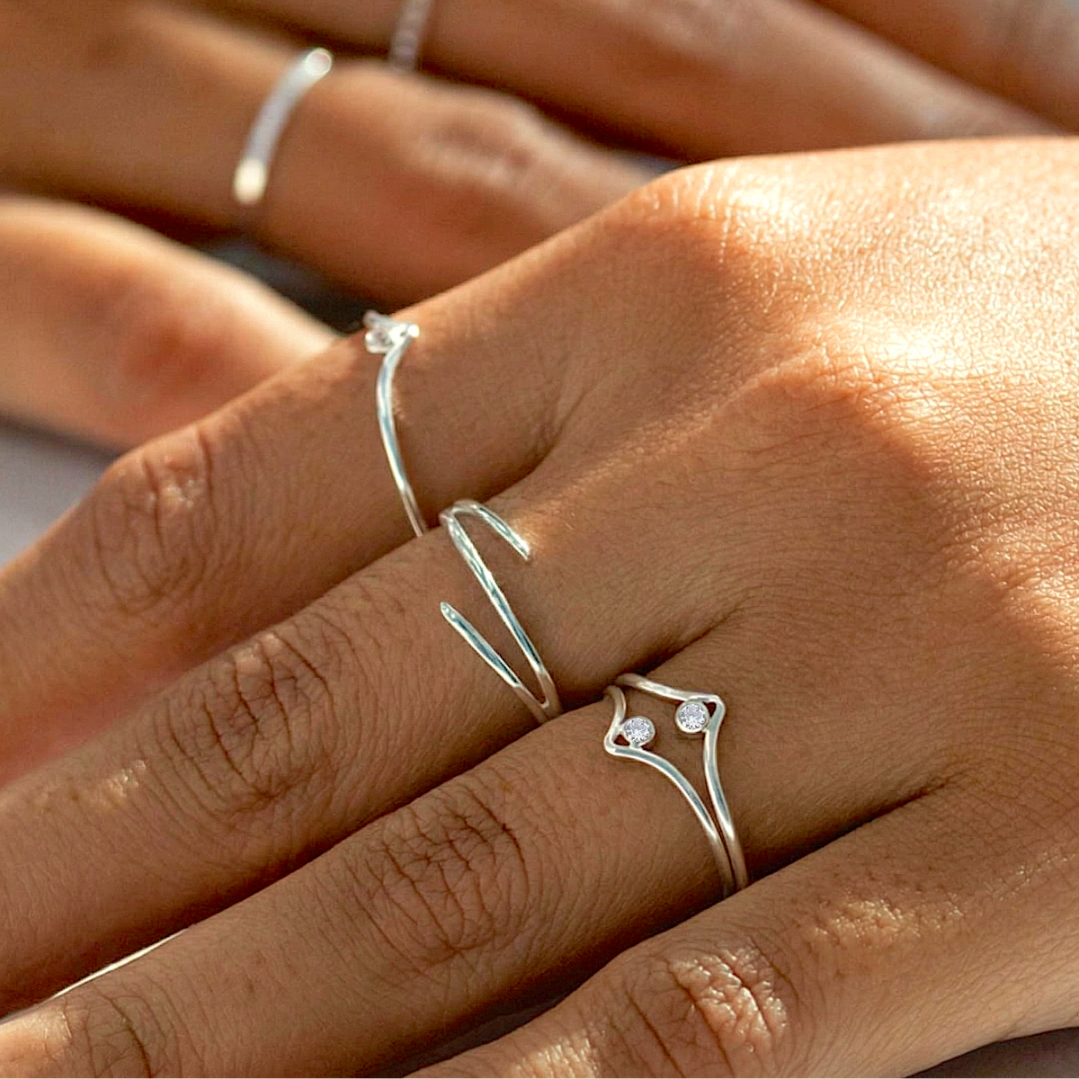 Sparkle Chevron Ring Silver