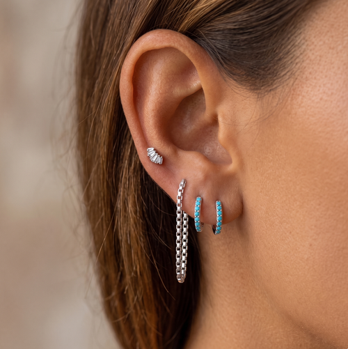Turquoise Huggie Hoop Earrings