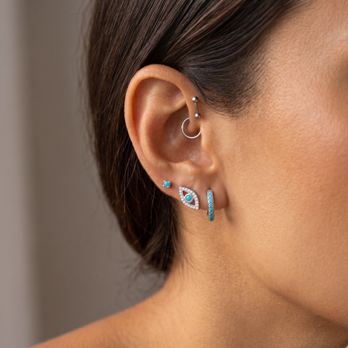 Turquoise Huggie Hoop Earrings