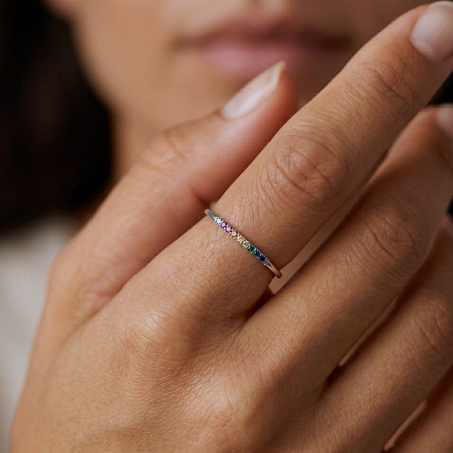 Regenbogen -Ewigkeitsring Silber