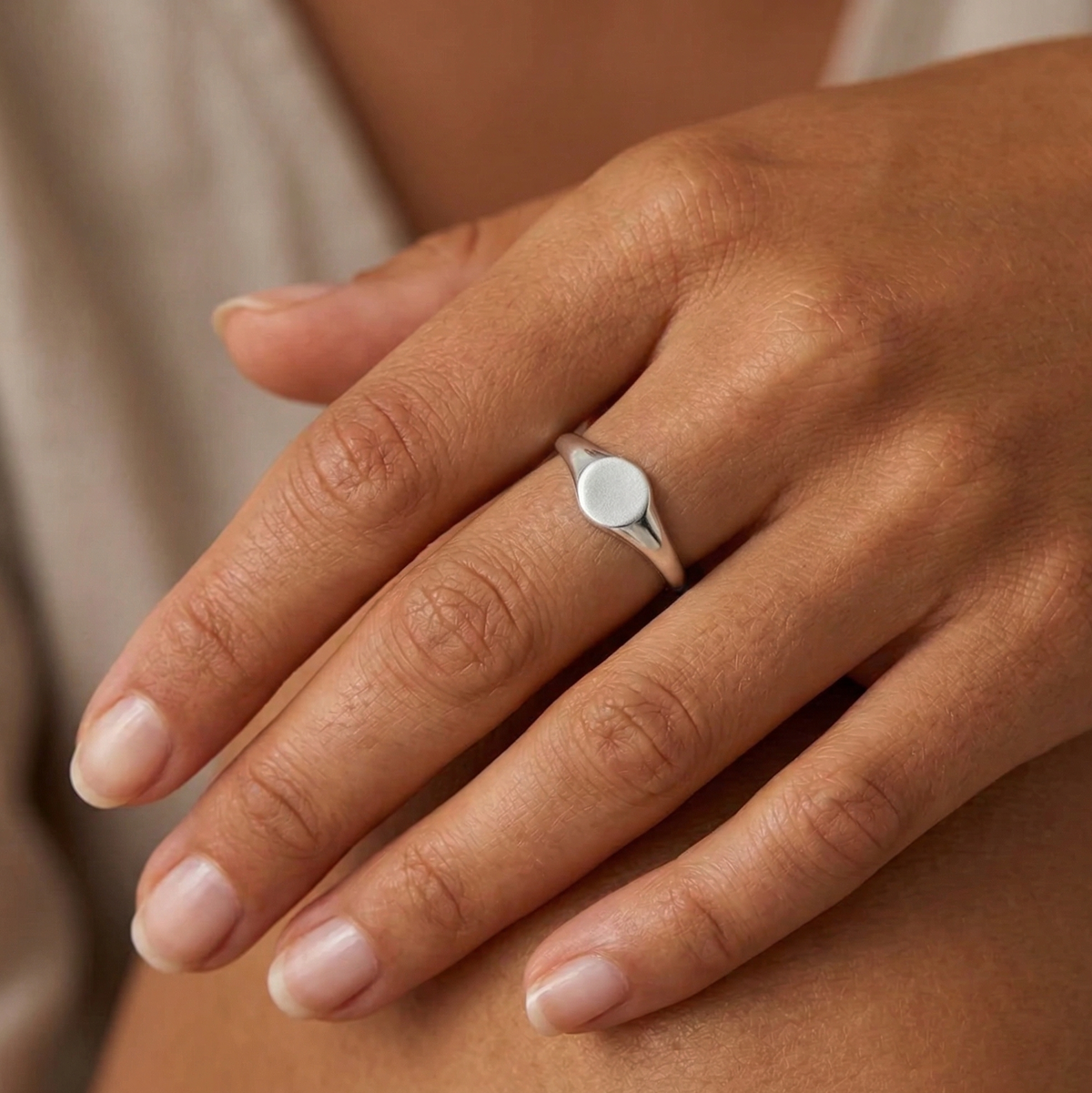 Minimalistische zegelring zilver