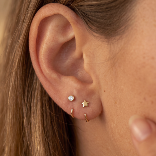 Mini Bezel Huggies Earrings