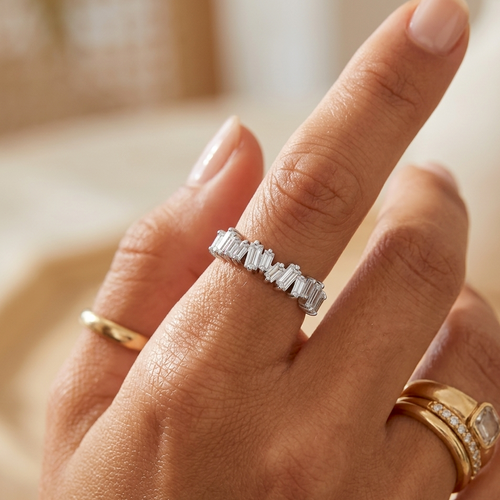 Versierde baguette ring zilver