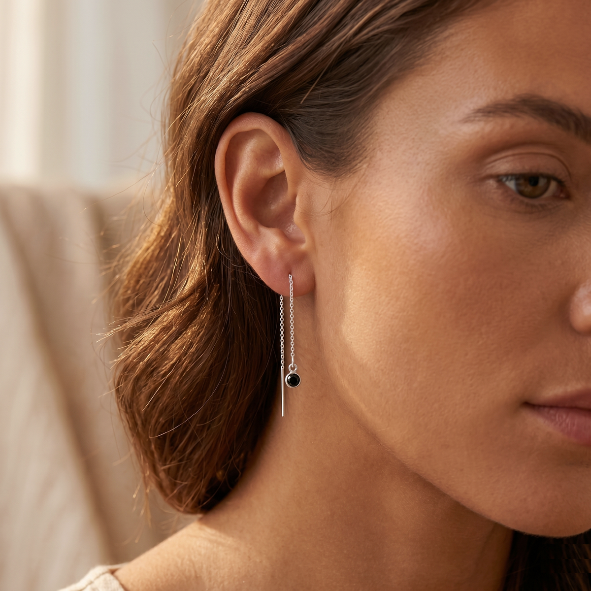 Black Bezel Ear Threader