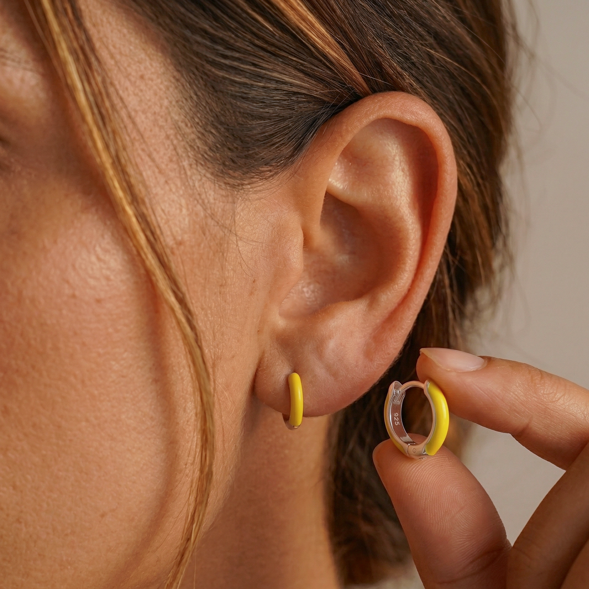 Lemon Yellow Huggie Hoop