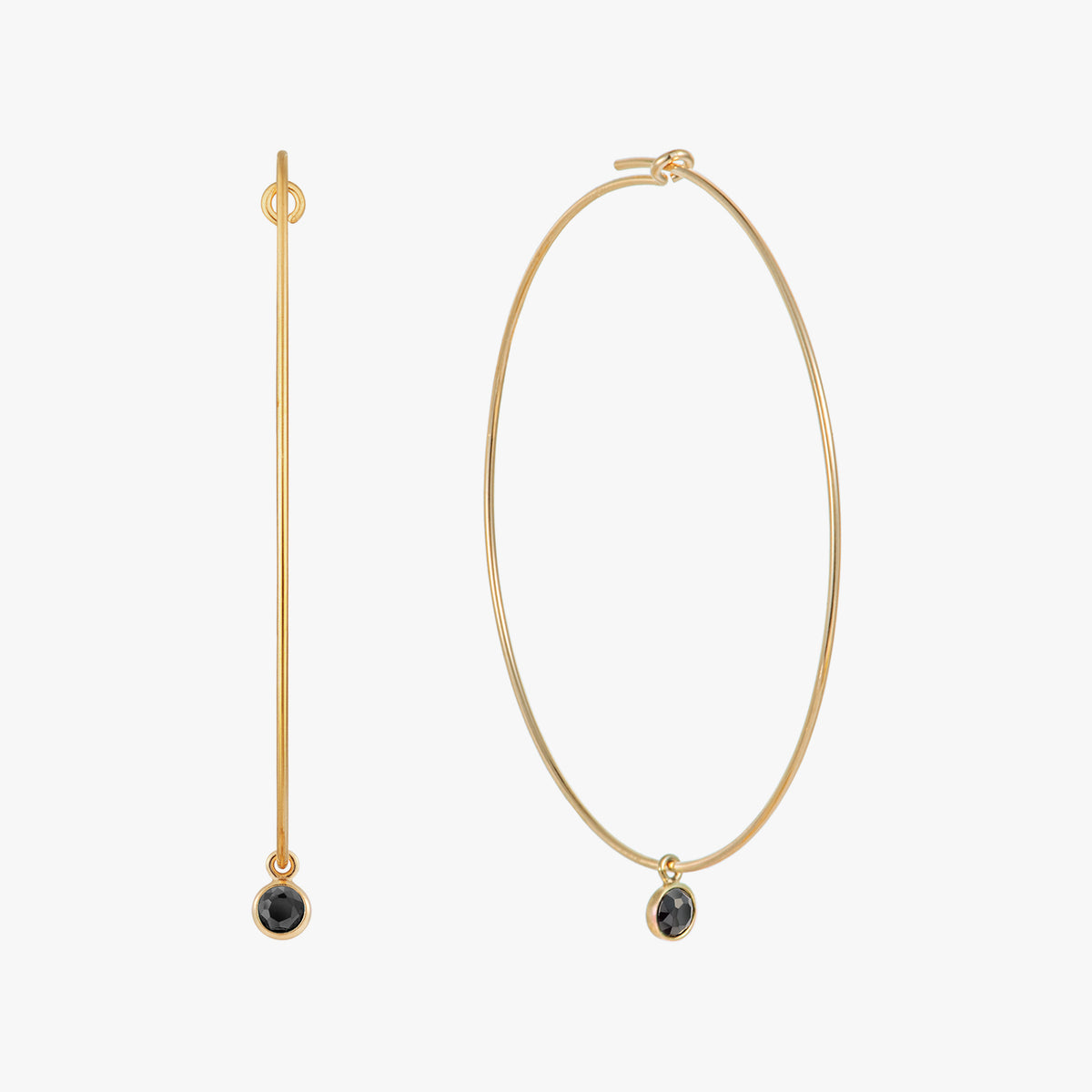 Aretes de aro de bisel negro