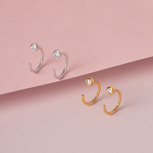 Mini Bezel Huggies Earrings