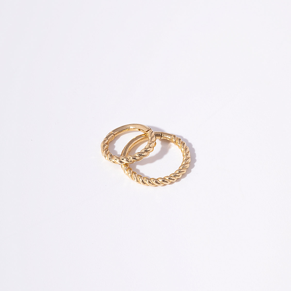 14K Massivt Guld Twist Reb Lille Clicker 8mm