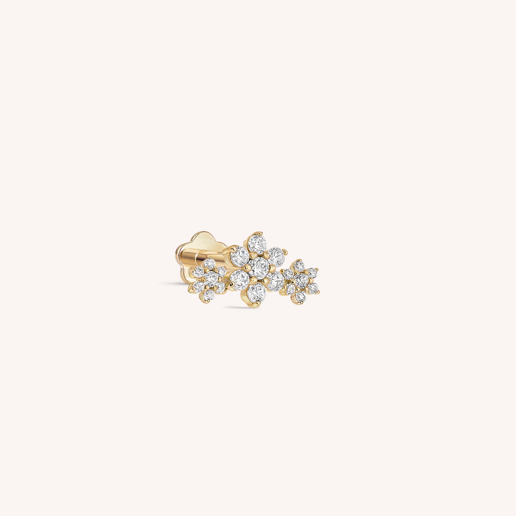14K Solid Gold Trinity Jewel Labret fileté