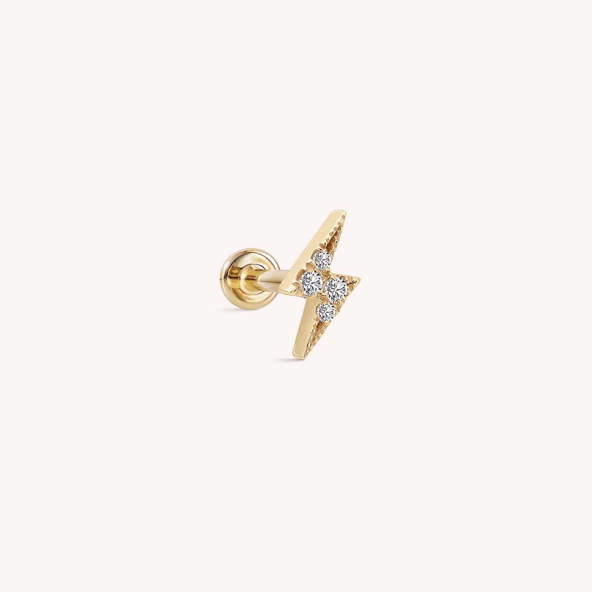 Boucles d'oreilles à plat en or massif 14K avec diamant Little Thunder