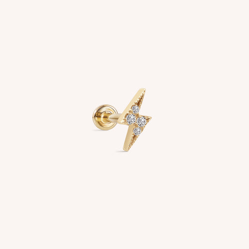 Boucles d'oreilles à plat en or massif 14K avec diamant Little Thunder