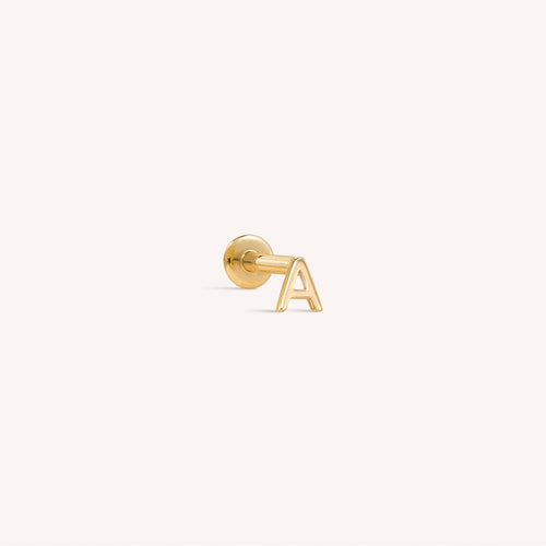 14K Massief Gouden Mini Alfabet Platte Oorbel