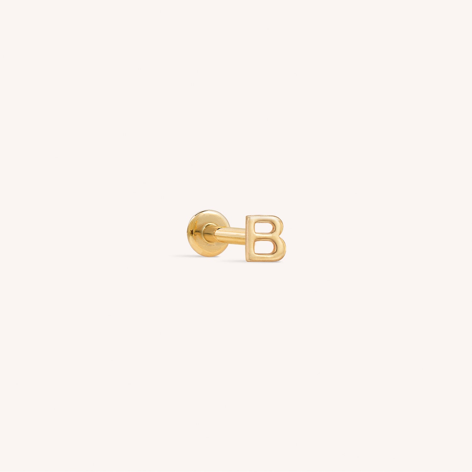 14K Massief Gouden Mini Alfabet Platte Oorbel
