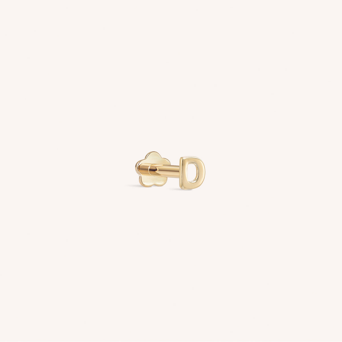 14K Massief Gouden Mini Alfabet Platte Oorbel