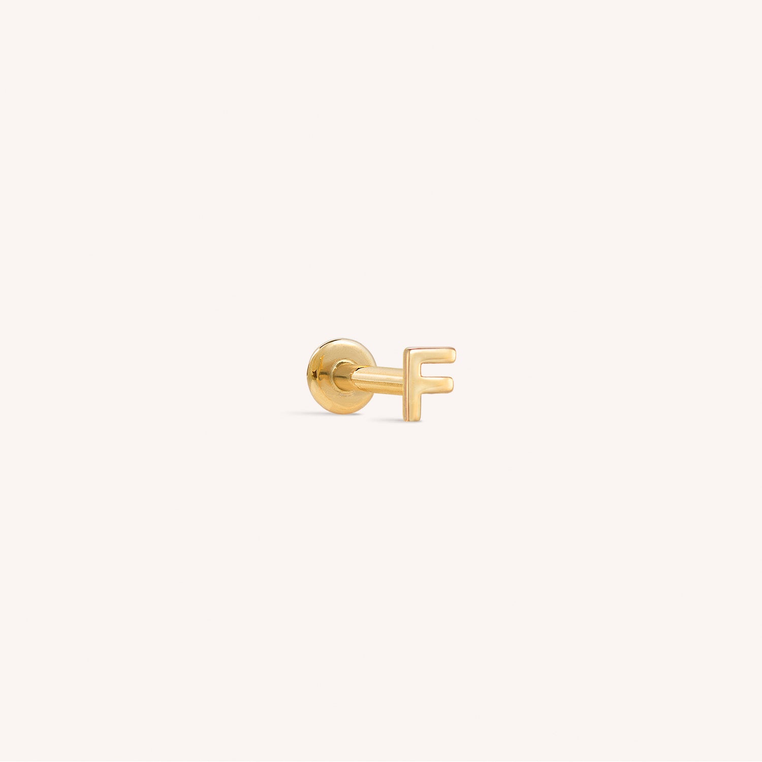 14K Massief Gouden Mini Alfabet Platte Oorbel