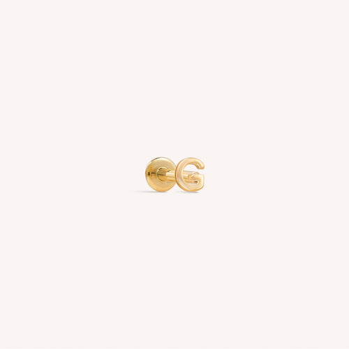 14K Massief Gouden Mini Alfabet Platte Oorbel